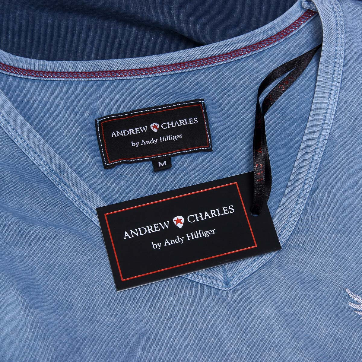 Andrew Charles Maglietta da uomo a maniche corte con scollo a V blu ELI