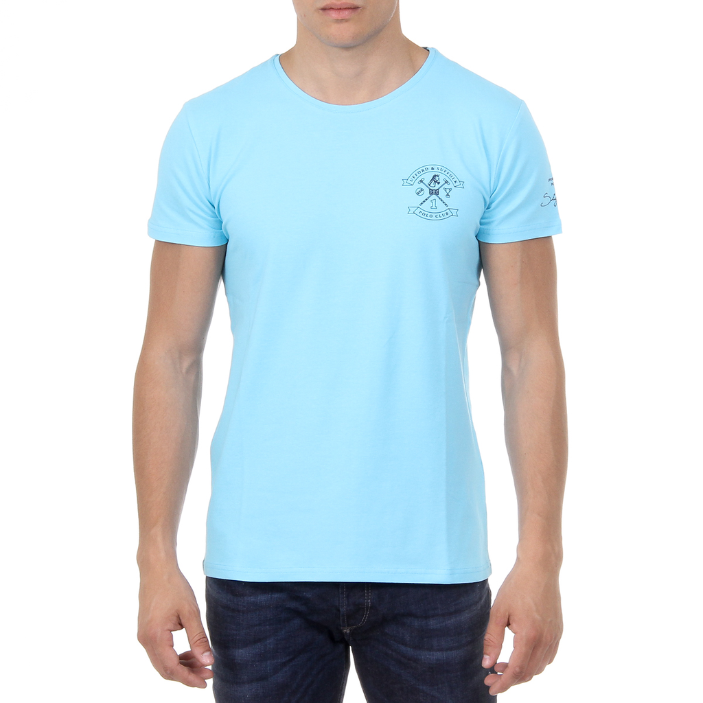 T-shirt da uomo Ufford & Suffolk Polo Club a maniche corte con scollo rotondo US028 BLU