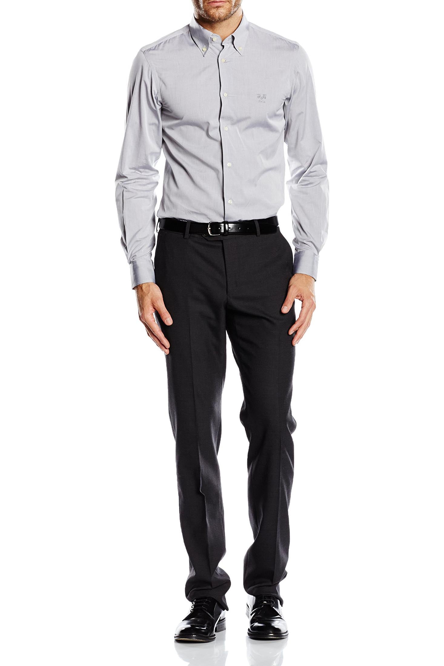 Camicia da uomo slim fit con bottoni e collo alto V 1969 Italia SBD62