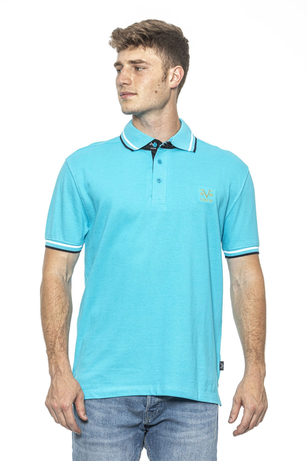 19V69 Italia Polo Uomo Azzurro RETRO TURCHESE