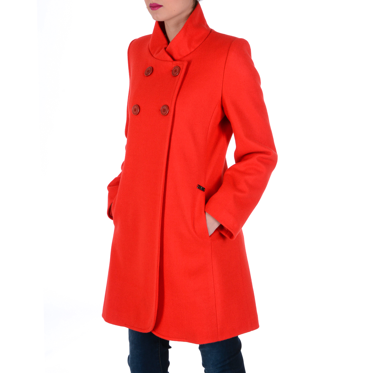 V 1969 Italia Cappotto da donna a maniche lunghe rosso CHEYENNE