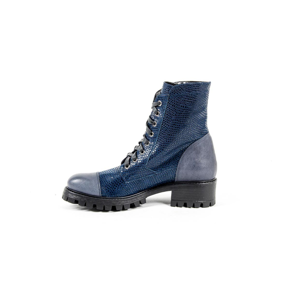 Stivale corto da donna V 1969 Italia B1476 VITELLO + PIETRA BLU