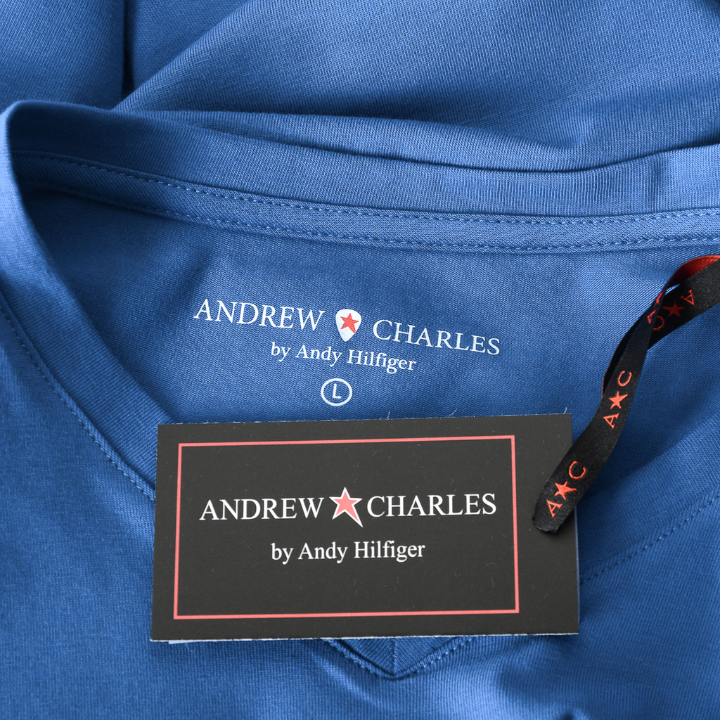 Andrew Charles Maglietta da uomo a maniche corte con scollo a V blu KENAN