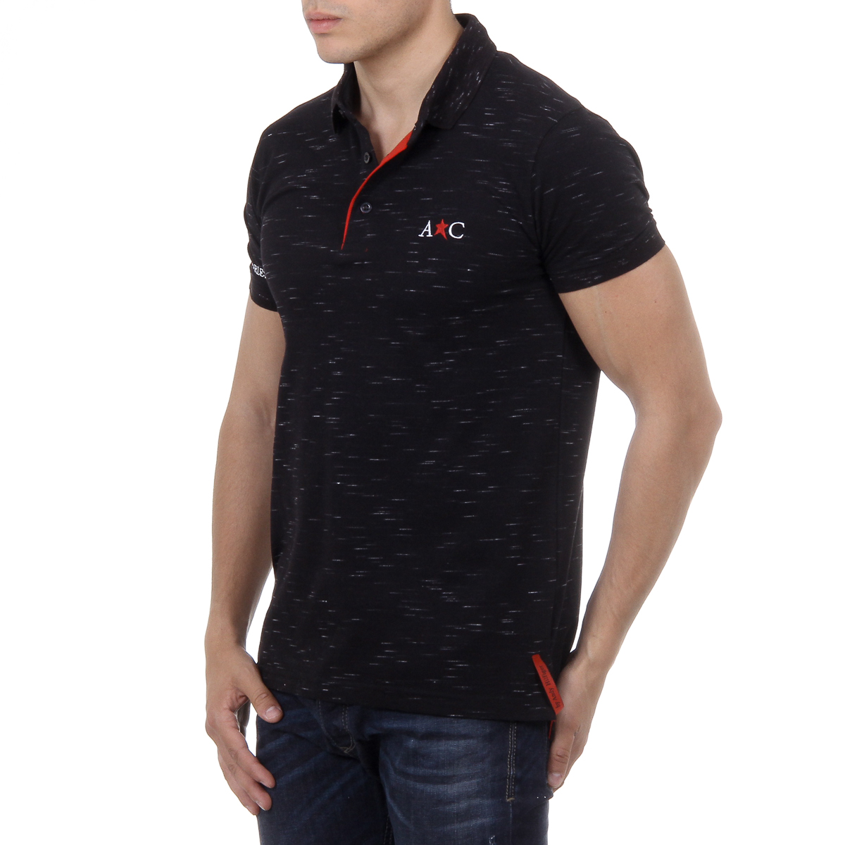 Andrew Charles Polo da uomo a maniche corte nera RYAN