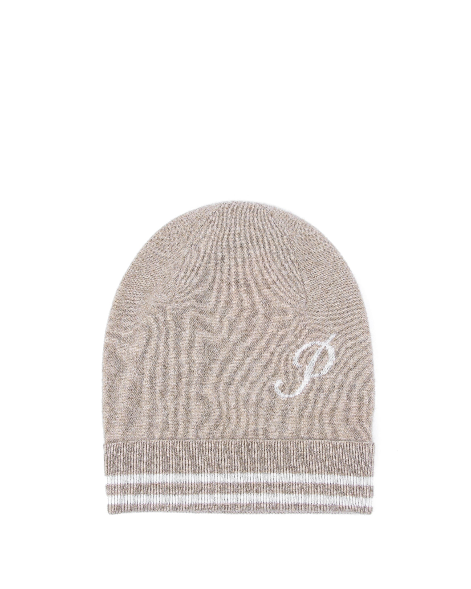 Berretto in cashmere con monogramma - Cammello