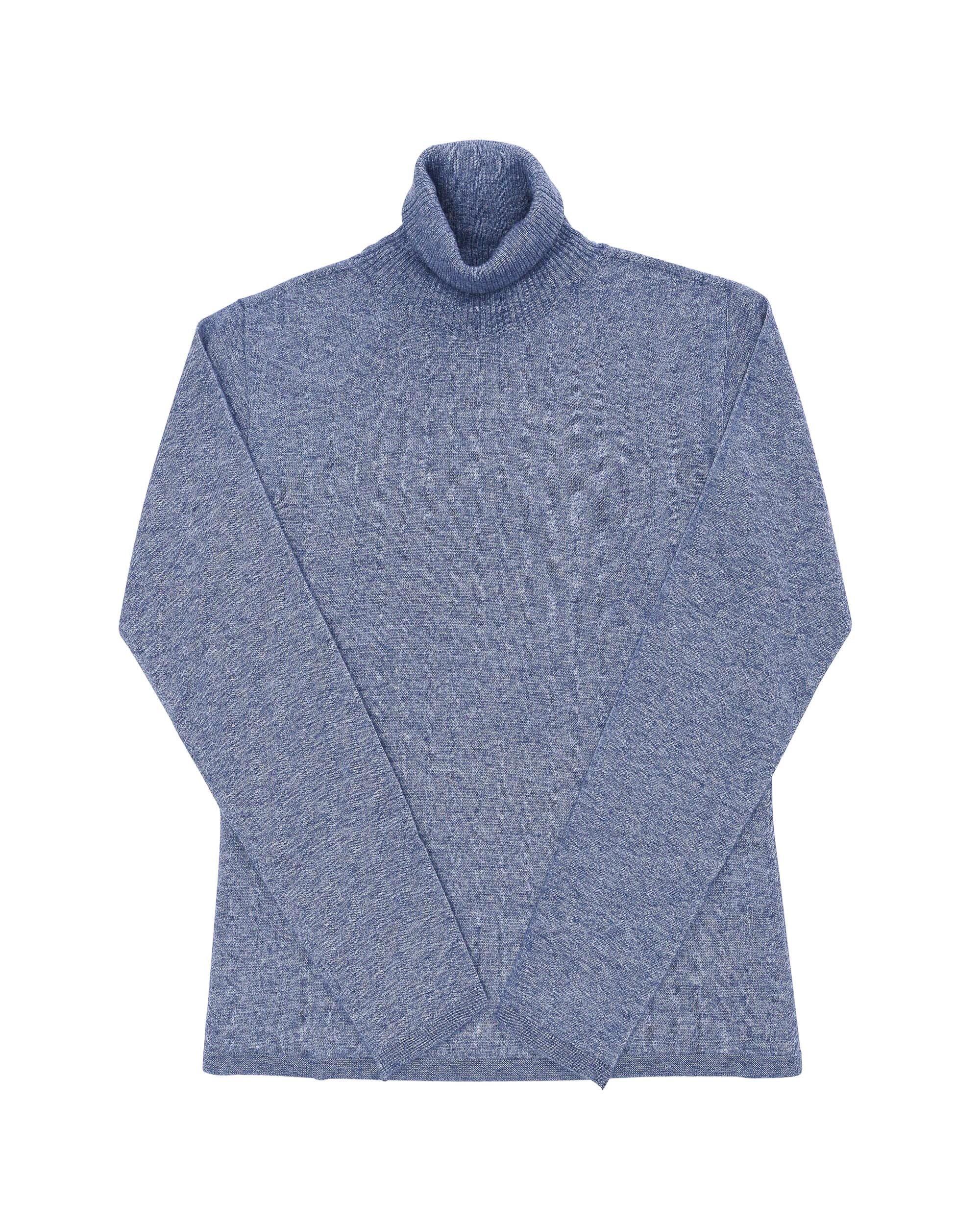 Maglione dolcevita da donna in cashmere Crown of Edinburgh COE 0020 BLU MELANGE