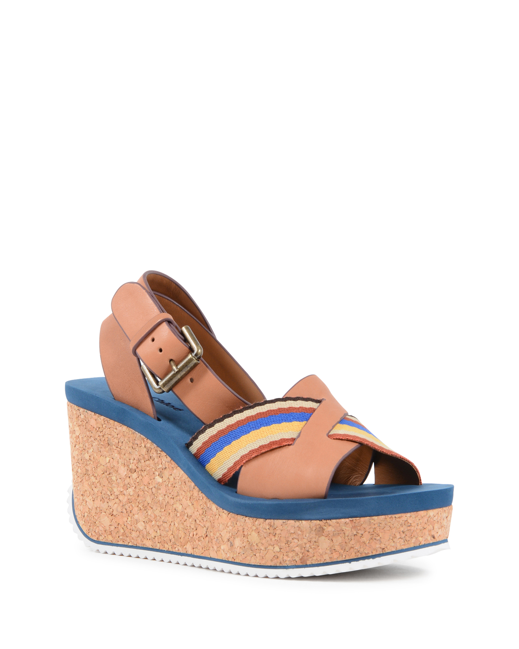 Chloè Sandalo con zeppa da donna multicolore SB30144 CUOIO MULTI