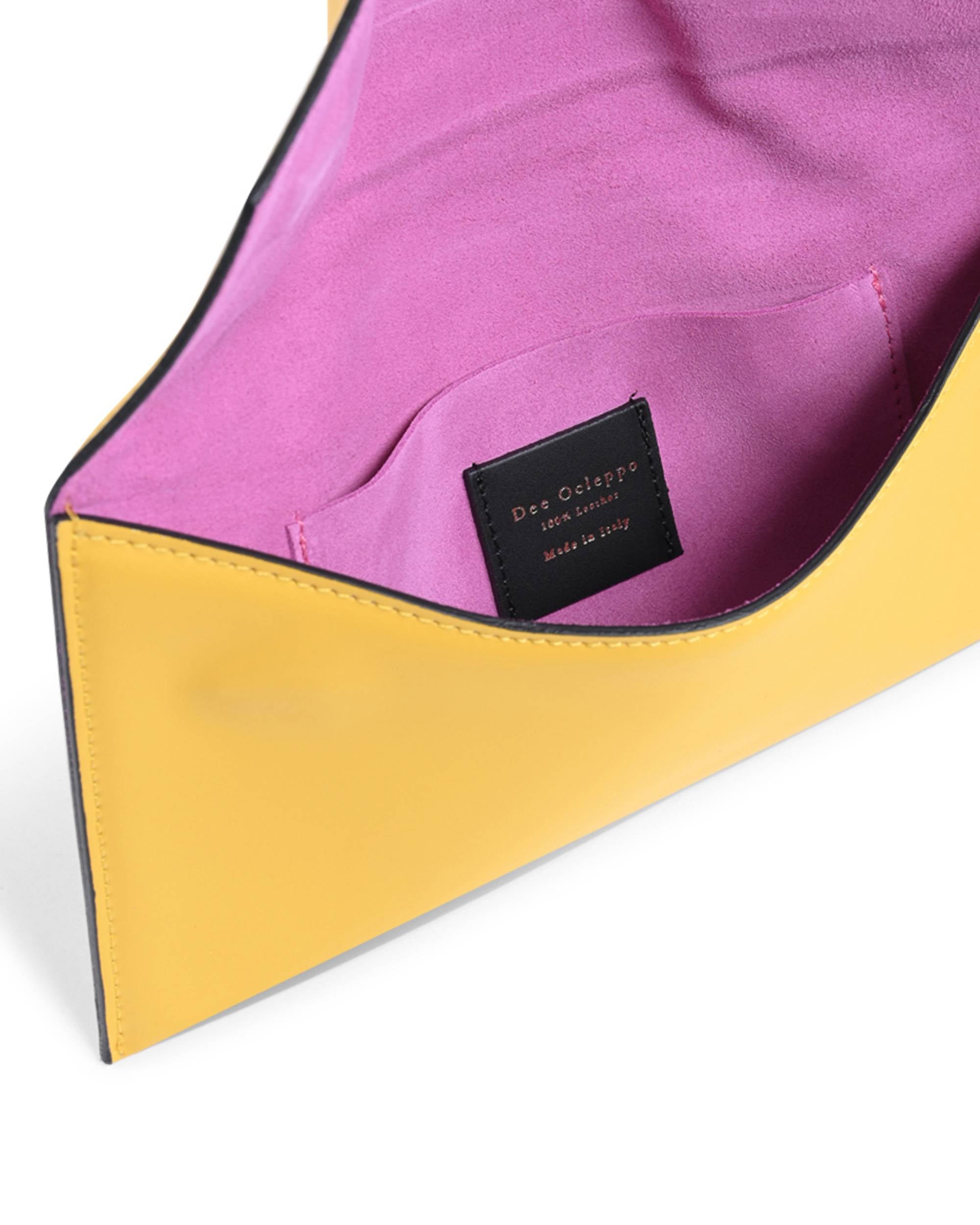Pochette in pelle gialla