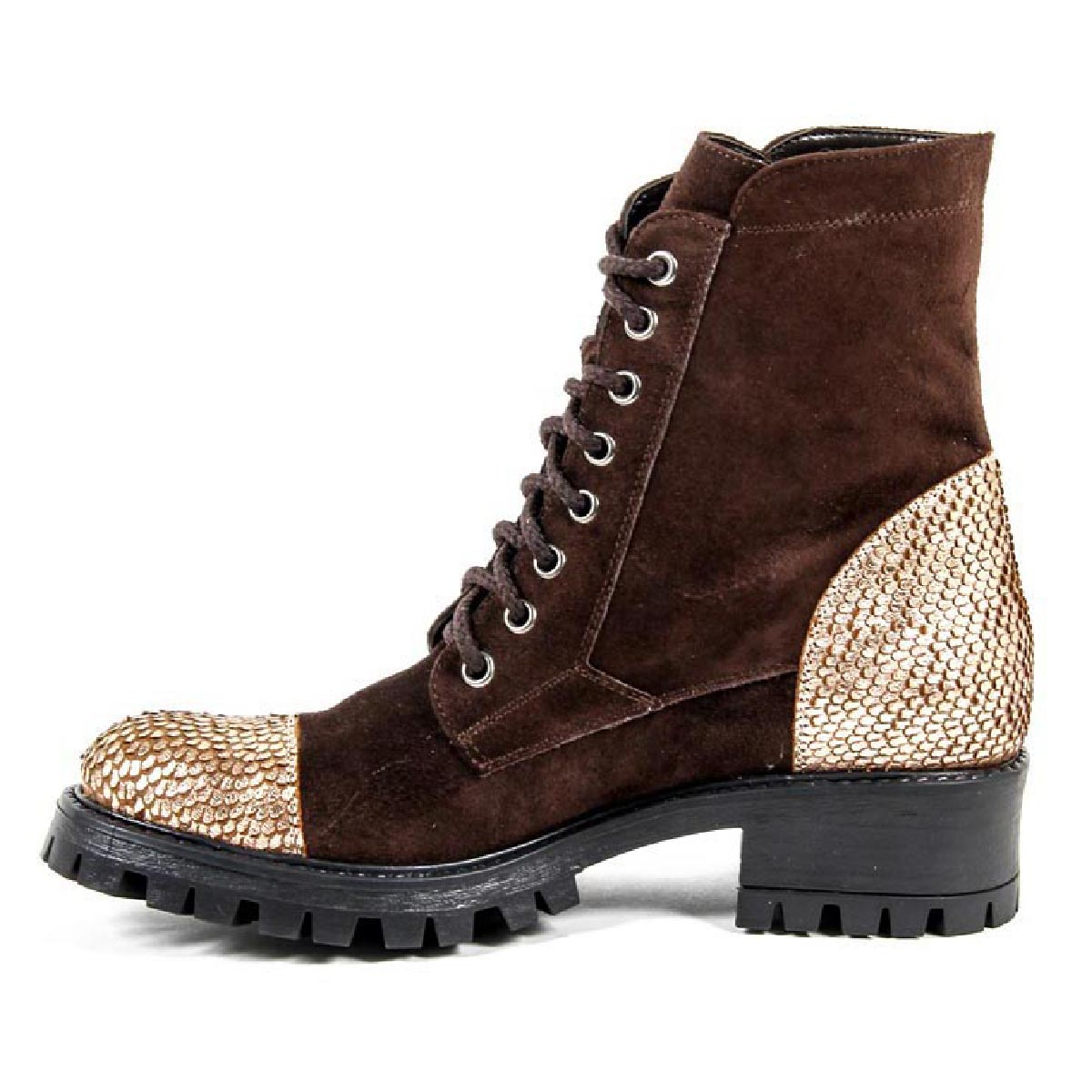 V 1969 Italia Womens Short Boot B1476 VELOUR TDM PITONE BRONZO