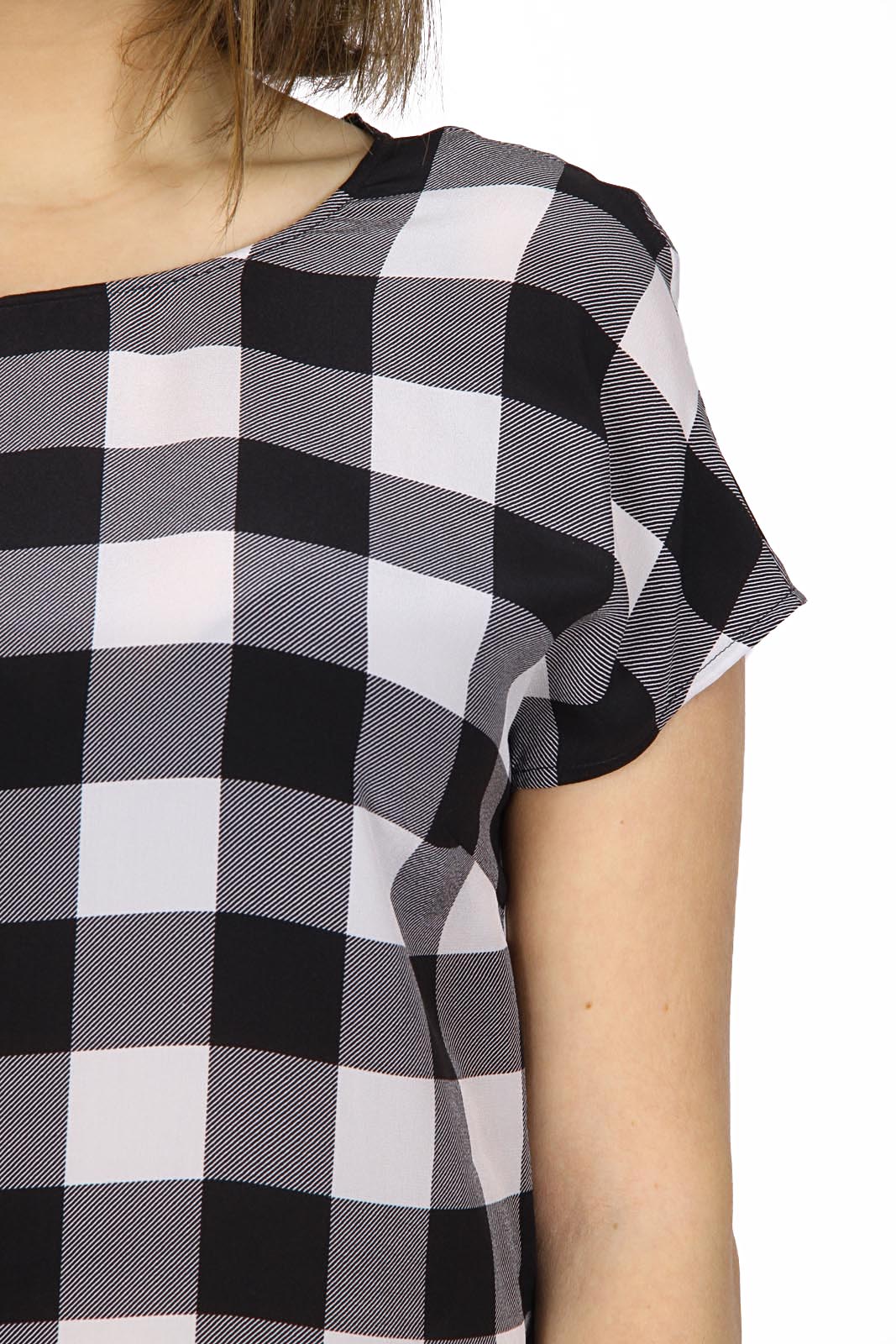 Top in crepe di seta con stampa vichy da donna Dolce & Gabbana F7N04T FS14E X0800.
