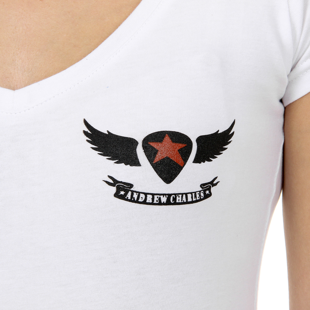 Andrew Charles T-shirt da donna a maniche corte con scollo a V, bianca TAPIWA