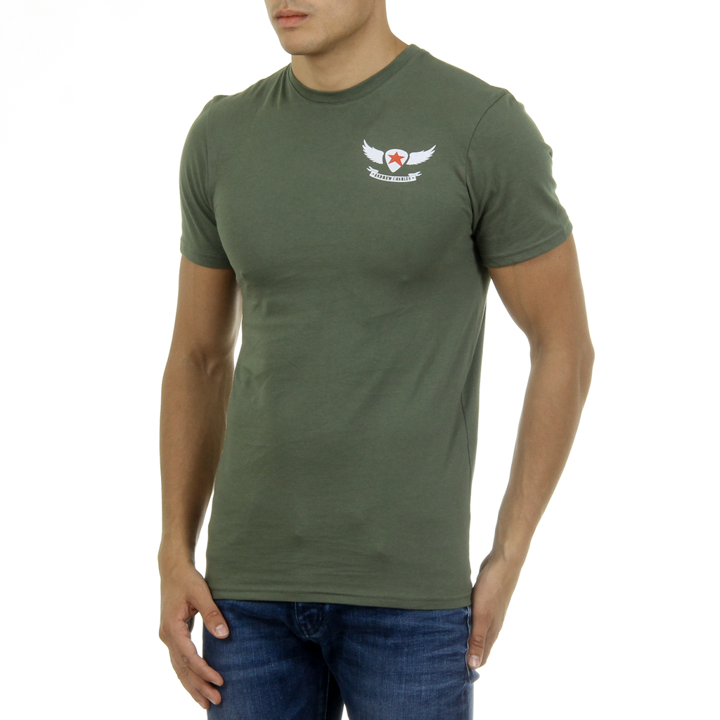 Andrew Charles T-shirt da uomo a maniche corte con scollo rotondo verde KEITA