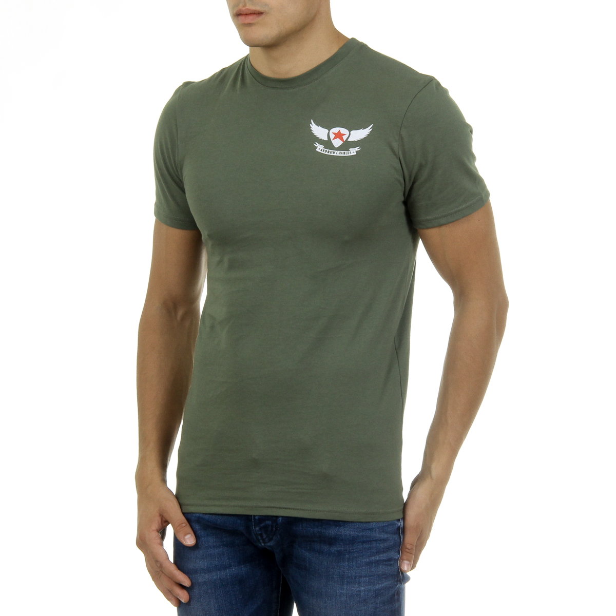 Andrew Charles T-shirt da uomo a maniche corte con scollo rotondo verde KEITA