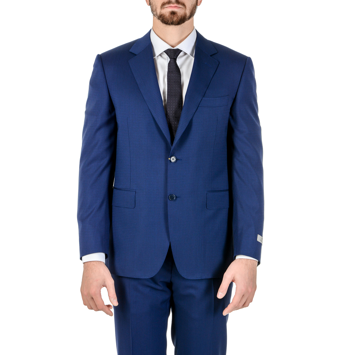 Canali Abito da uomo a maniche lunghe blu da viaggio Natural Comfort