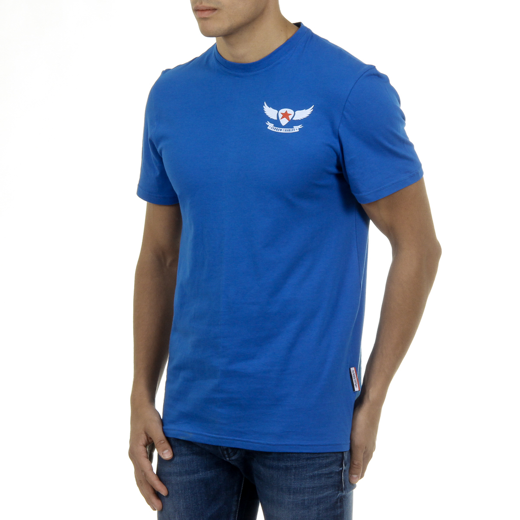 Andrew Charles Maglietta da uomo a maniche corte con scollo rotondo blu KEITA