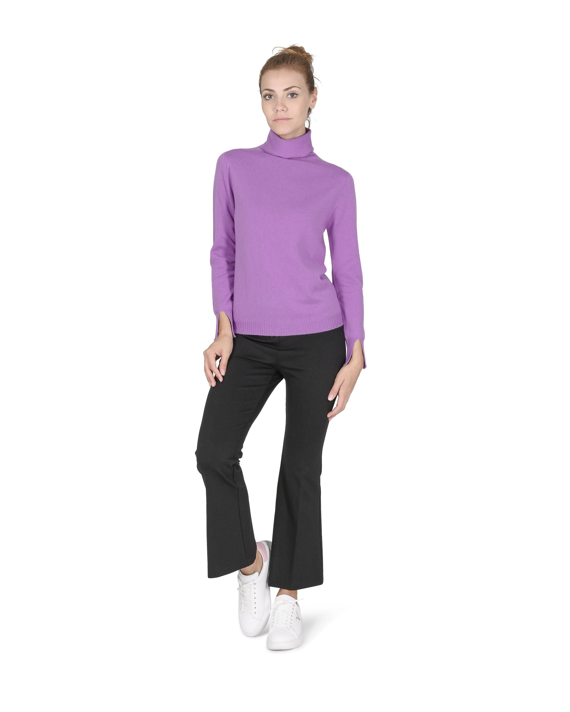 Maglione dolcevita da donna in cashmere Crown of Edinburgh COE 0023 LAVANDA