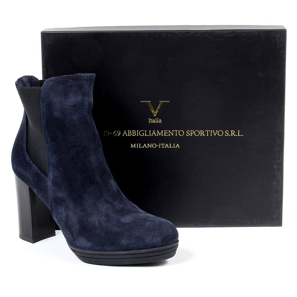 V 1969 Italia Stivaletto con tacco da donna blu MADELYN