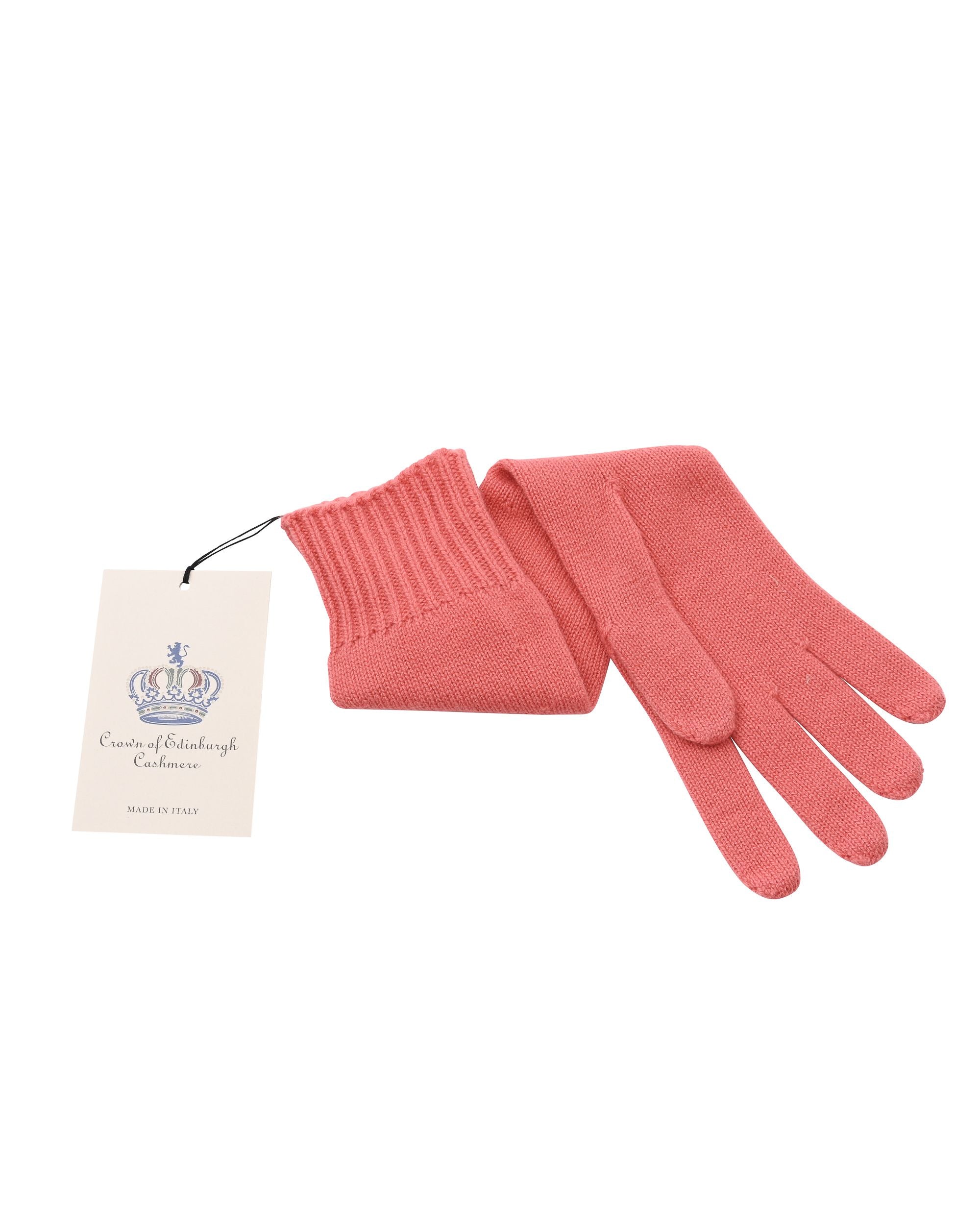 Guanti lunghi da donna in cashmere Crown of Edinburgh COE 002 CORALLO