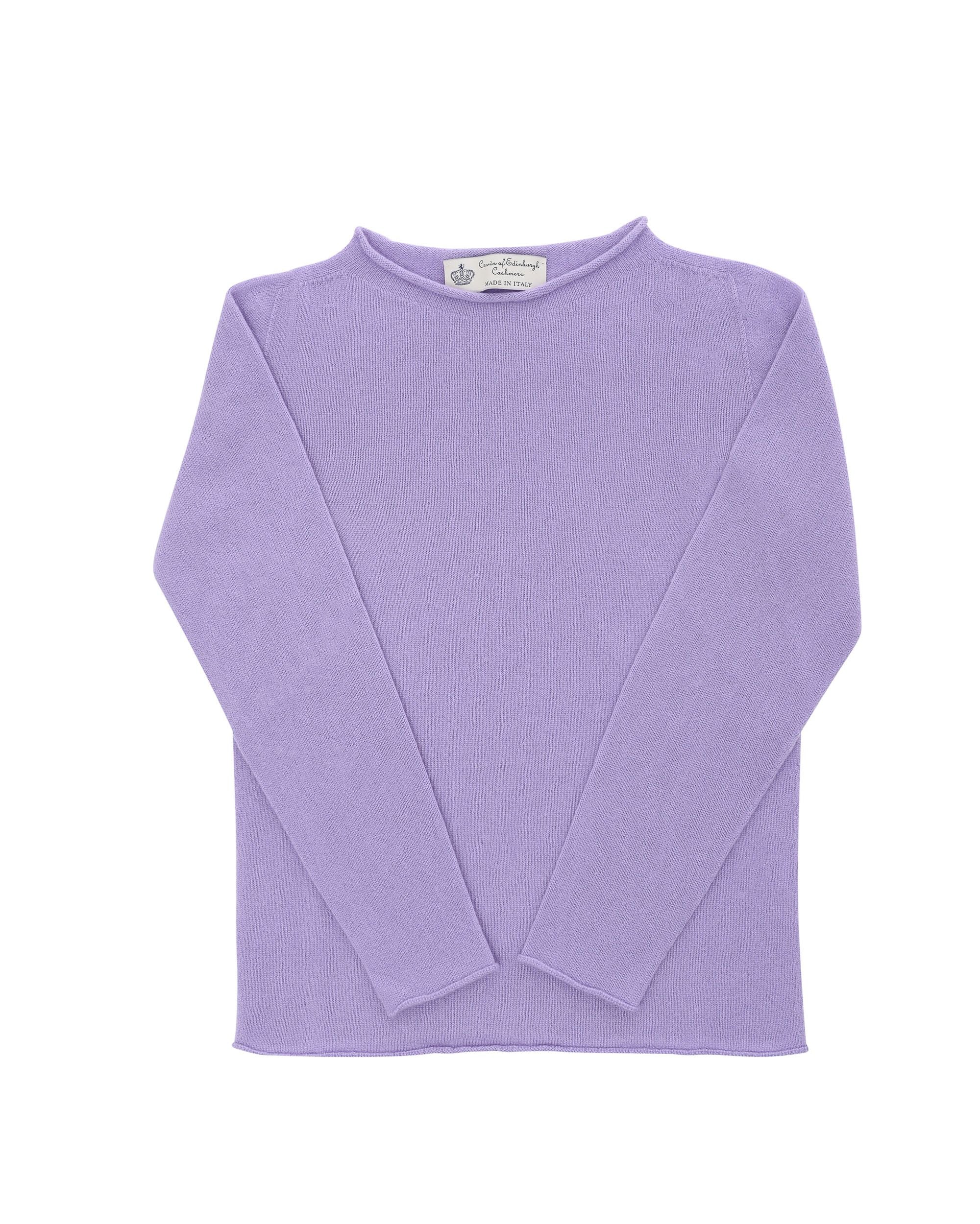 Maglione da donna con scollo a barca in cashmere Crown of Edinburgh COE 0025 LAVANDA