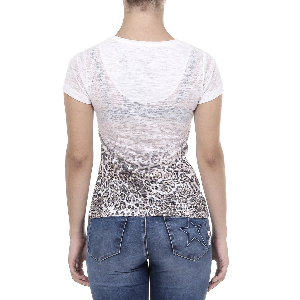 V 1969 Italia T-shirt da donna a maniche corte con scollo a V bianca EVELYN