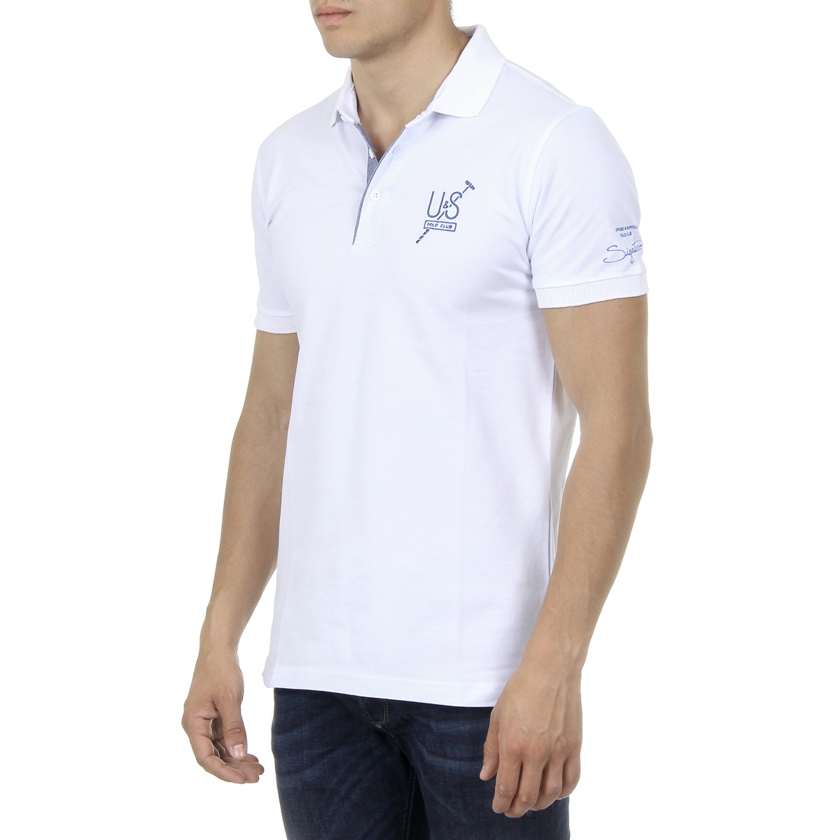 Polo da uomo a maniche corte Ufford & Suffolk Polo Club US026 BIANCO