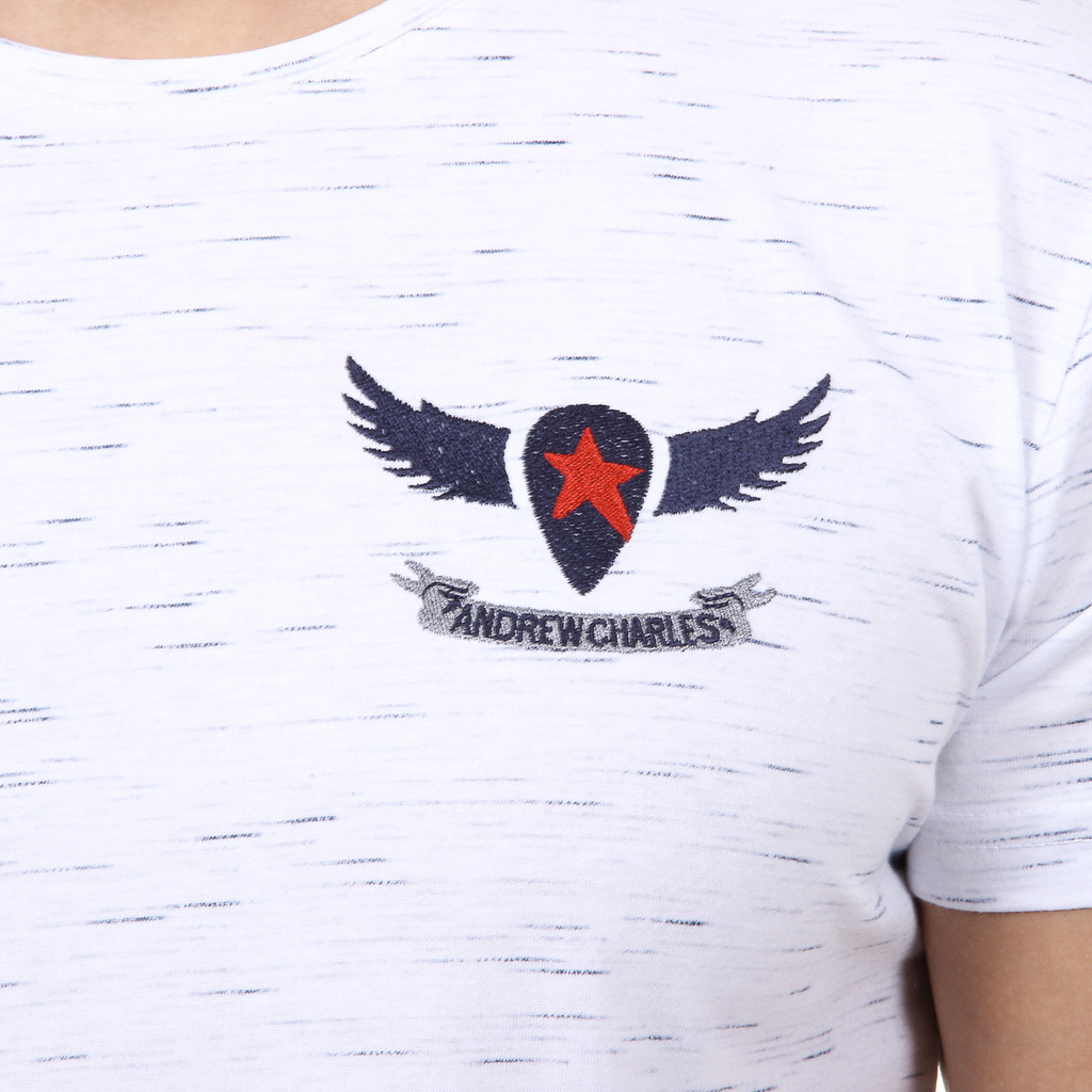 Andrew Charles T-shirt da uomo a maniche corte con scollo rotondo, bianca DYLAN