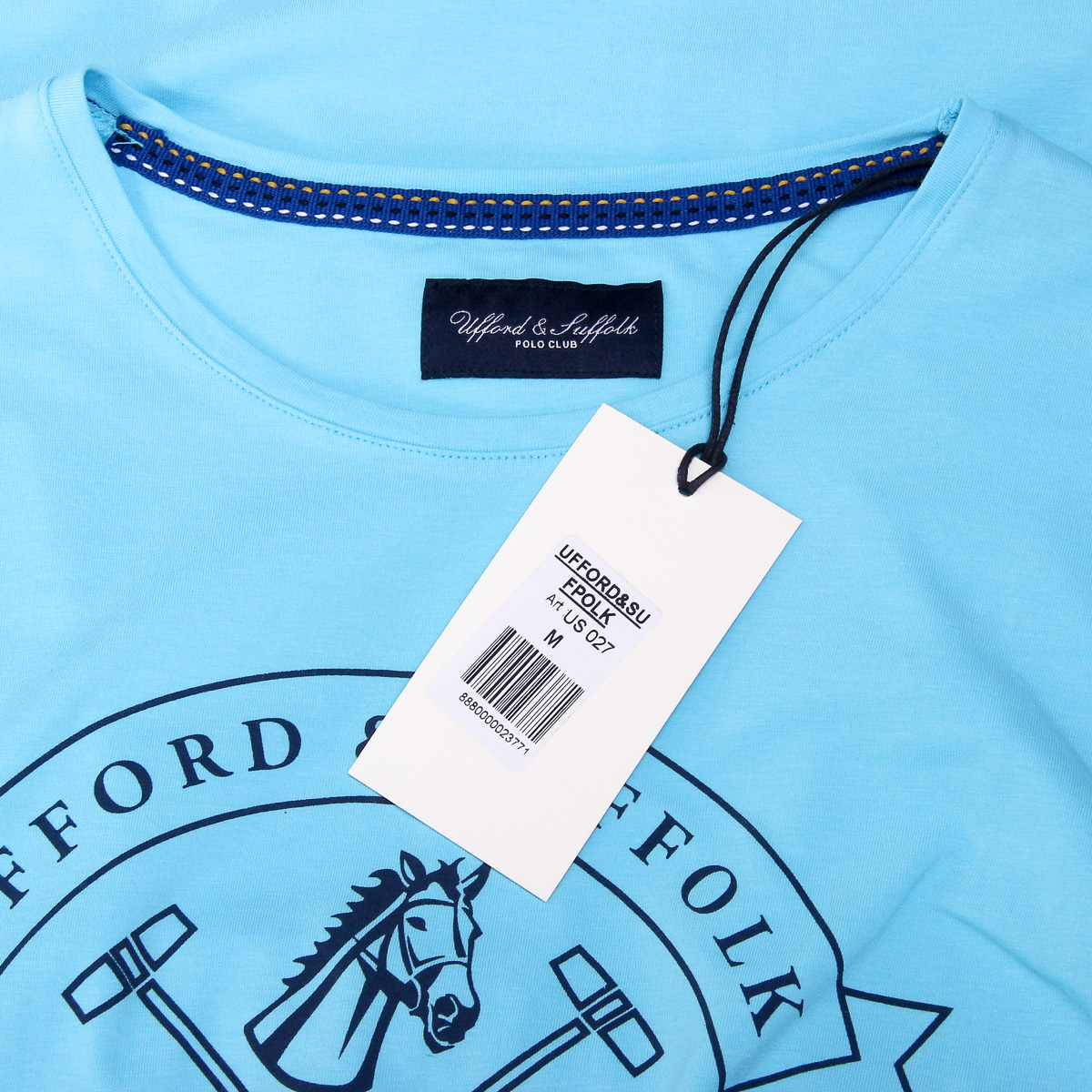 T-shirt da uomo Ufford & Suffolk Polo Club a maniche corte con scollo rotondo US027 BLU