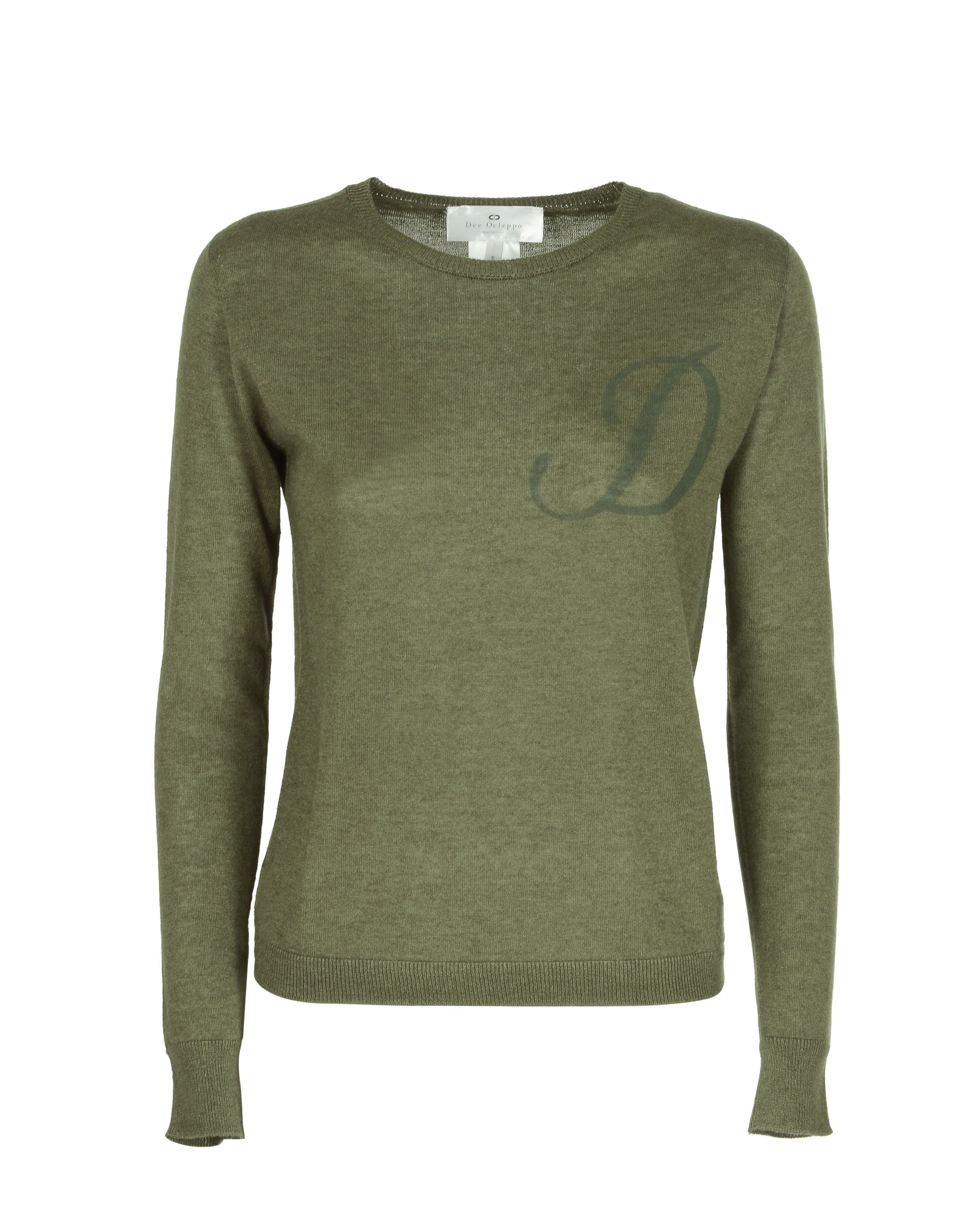 Maglia girocollo in cashmere estivo - Manica lunga - Verde