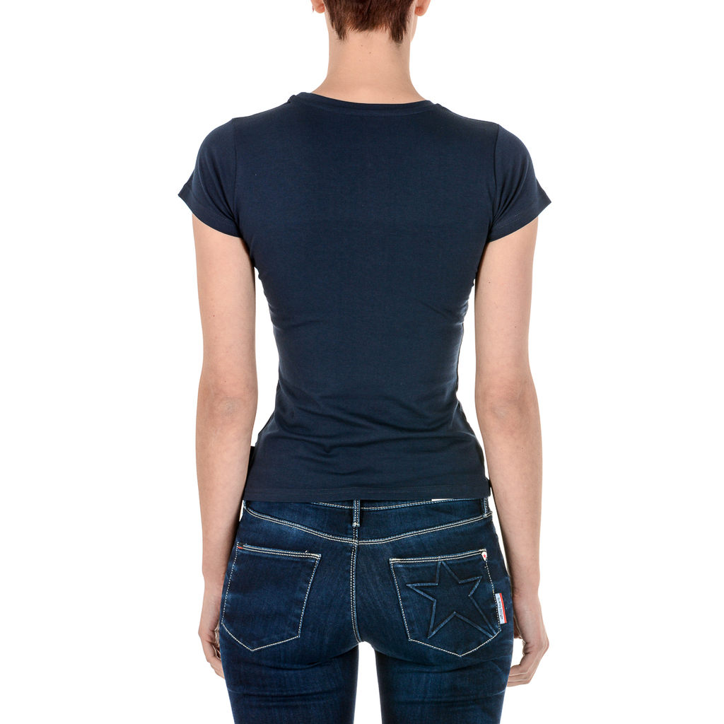 Andrew Charles Maglietta da donna a maniche corte con scollo rotondo blu TARANA
