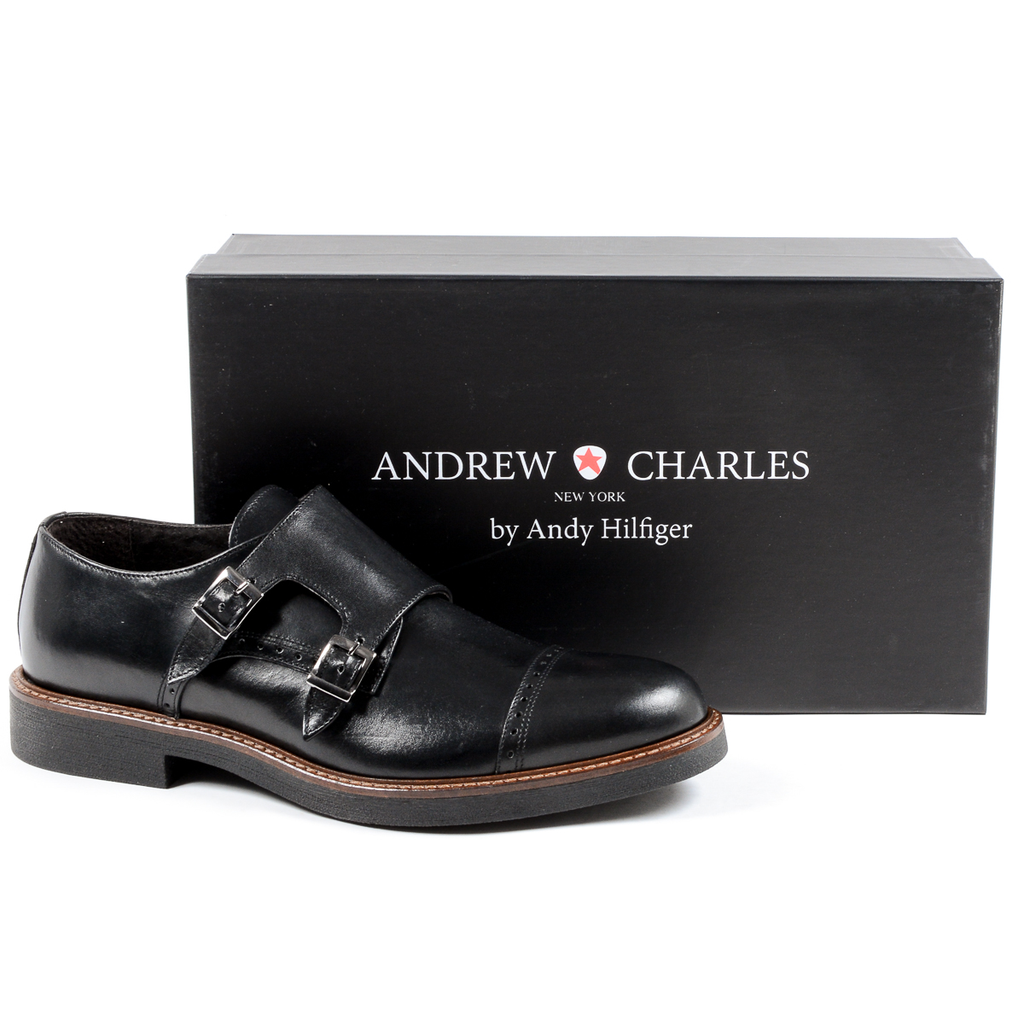 Andrew Charles Scarpe da uomo con cinturino Monk nere KURT