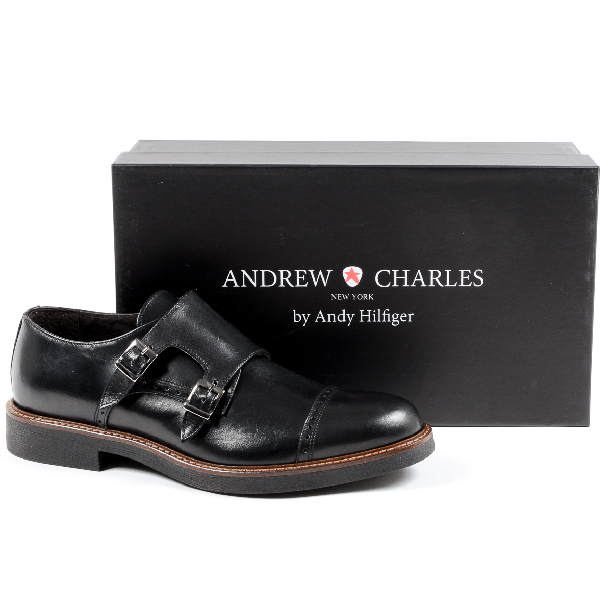 Andrew Charles Scarpe da uomo con cinturino Monk nere KURT