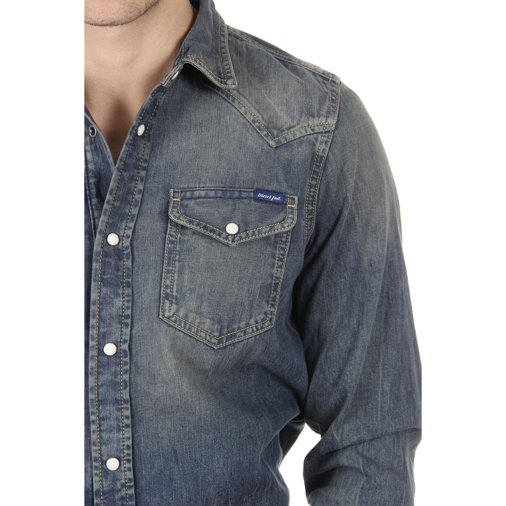 Camicia da uomo Diesel a maniche lunghe 00SD24 0IAEU 01 NEW-SONORA
