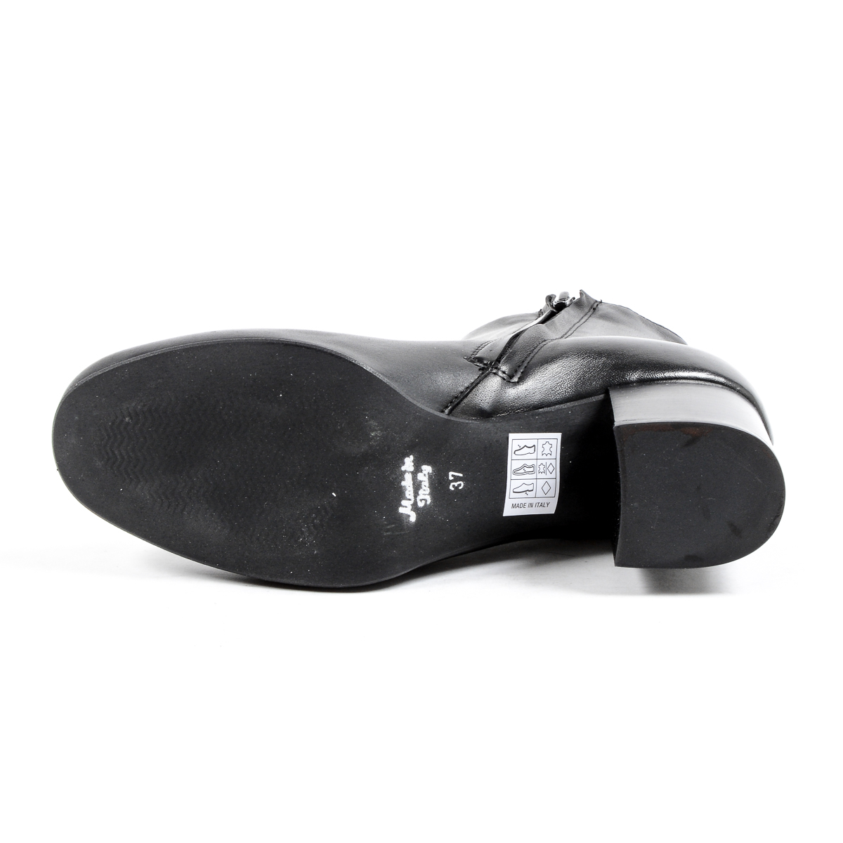 V 1969 Italia Stivaletto con tacco da donna nero MAD