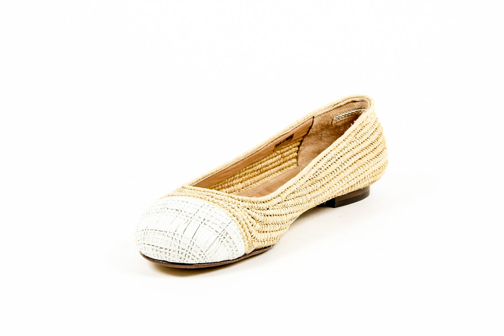 Robert Clergerie Paris Ballerina da donna GINO TRAME BLANC PAILLE NATURELLE D