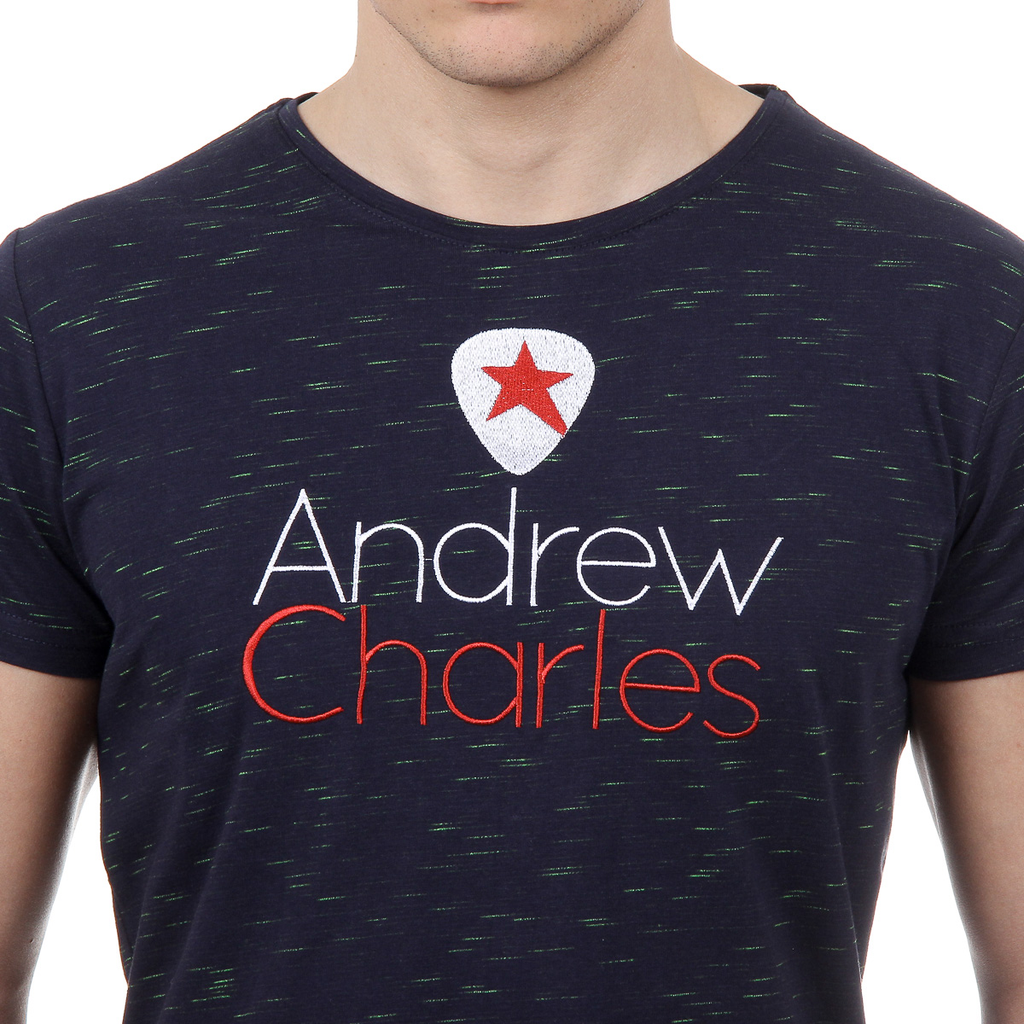 Andrew Charles T-shirt da uomo a maniche corte con scollo tondo blu scuro JACK