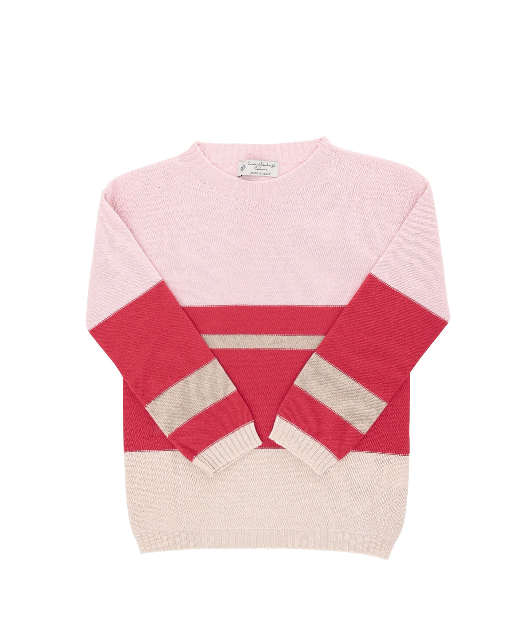 Maglione da donna con scollo a barca in cashmere Crown of Edinburgh COE 0017 ROSA/ROSSO