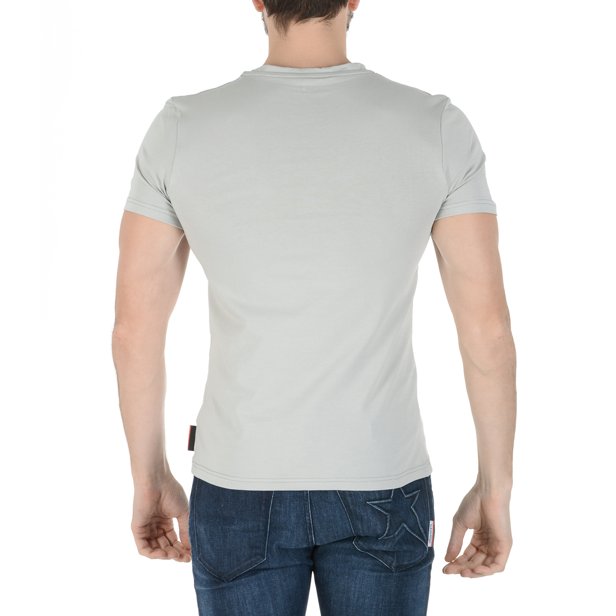 Andrew Charles T-shirt da uomo a maniche corte con scollo a V grigio chiaro KENAN