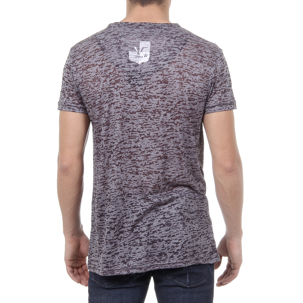 V 1969 Italia T-shirt da uomo a maniche corte con scollo a V, nera ALEXANDER