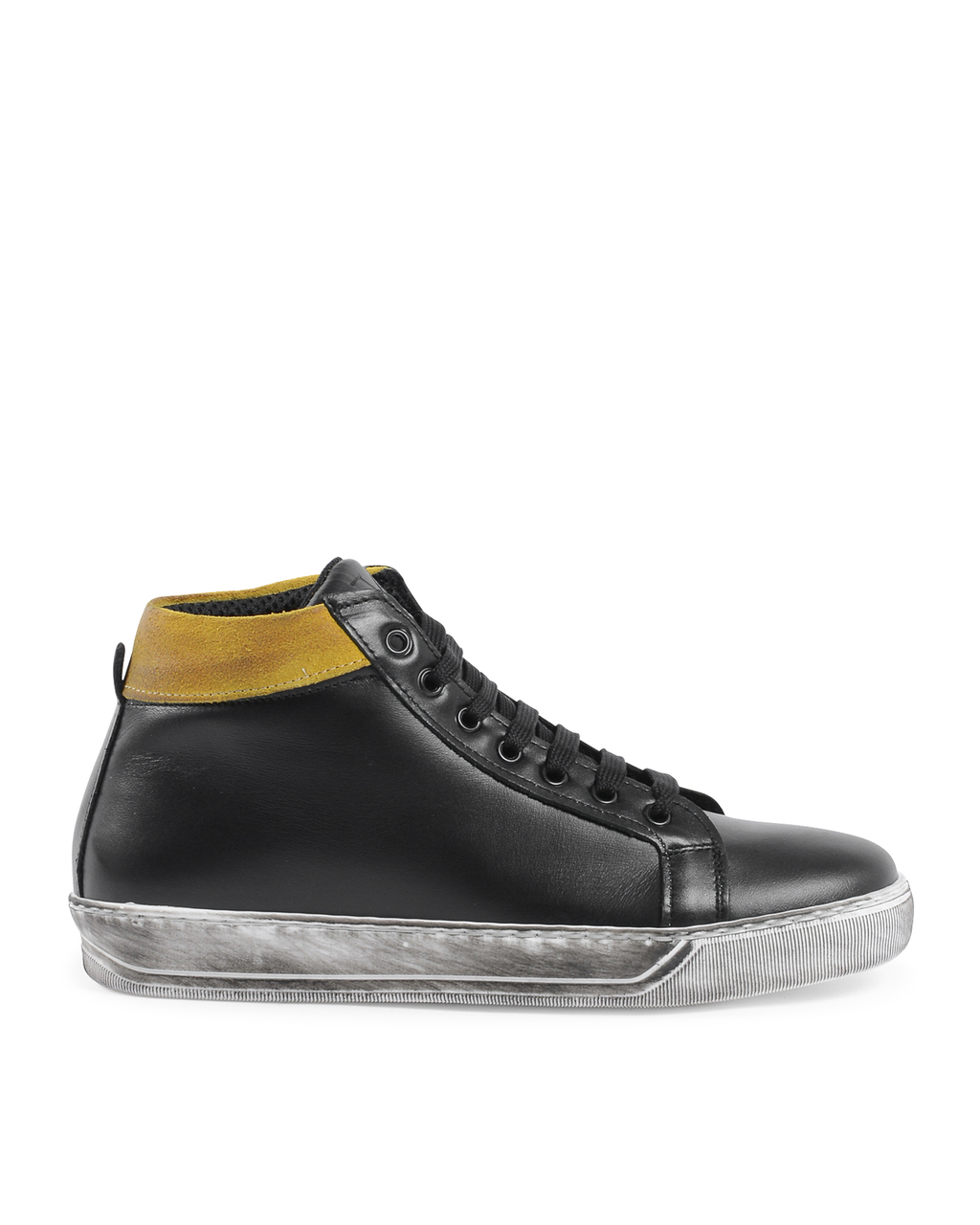 Sneaker da uomo 19V69 Italia Nero Giallo 2130 VITELLO NERO CAM GIALLO