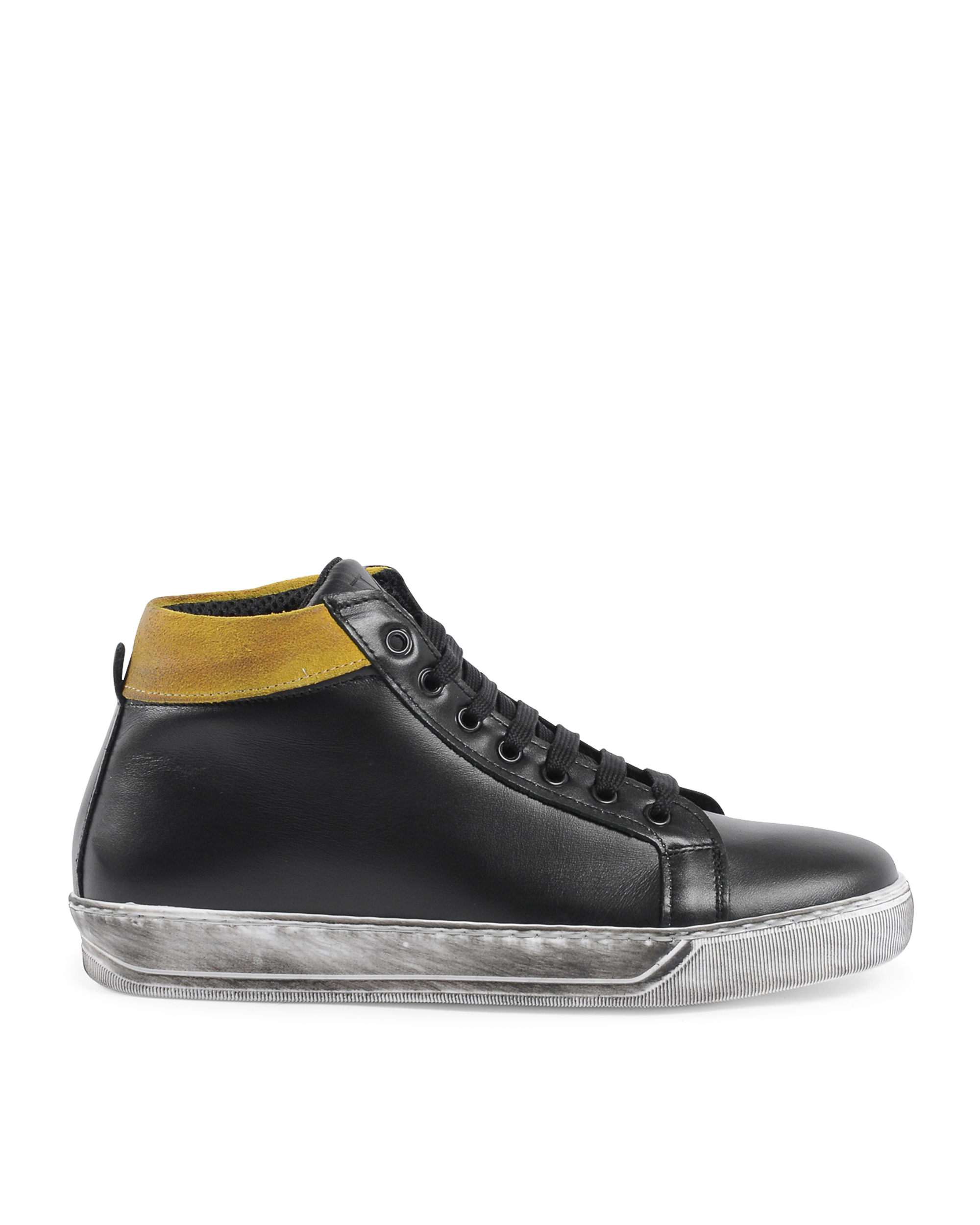 Sneaker da uomo 19V69 Italia Nero Giallo 2130 VITELLO NERO CAM GIALLO