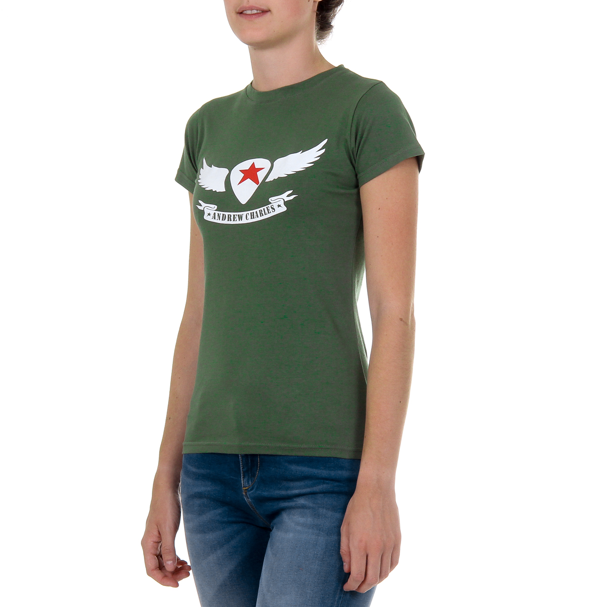 Andrew Charles T-shirt da donna a maniche corte con scollo rotondo verde TARANA