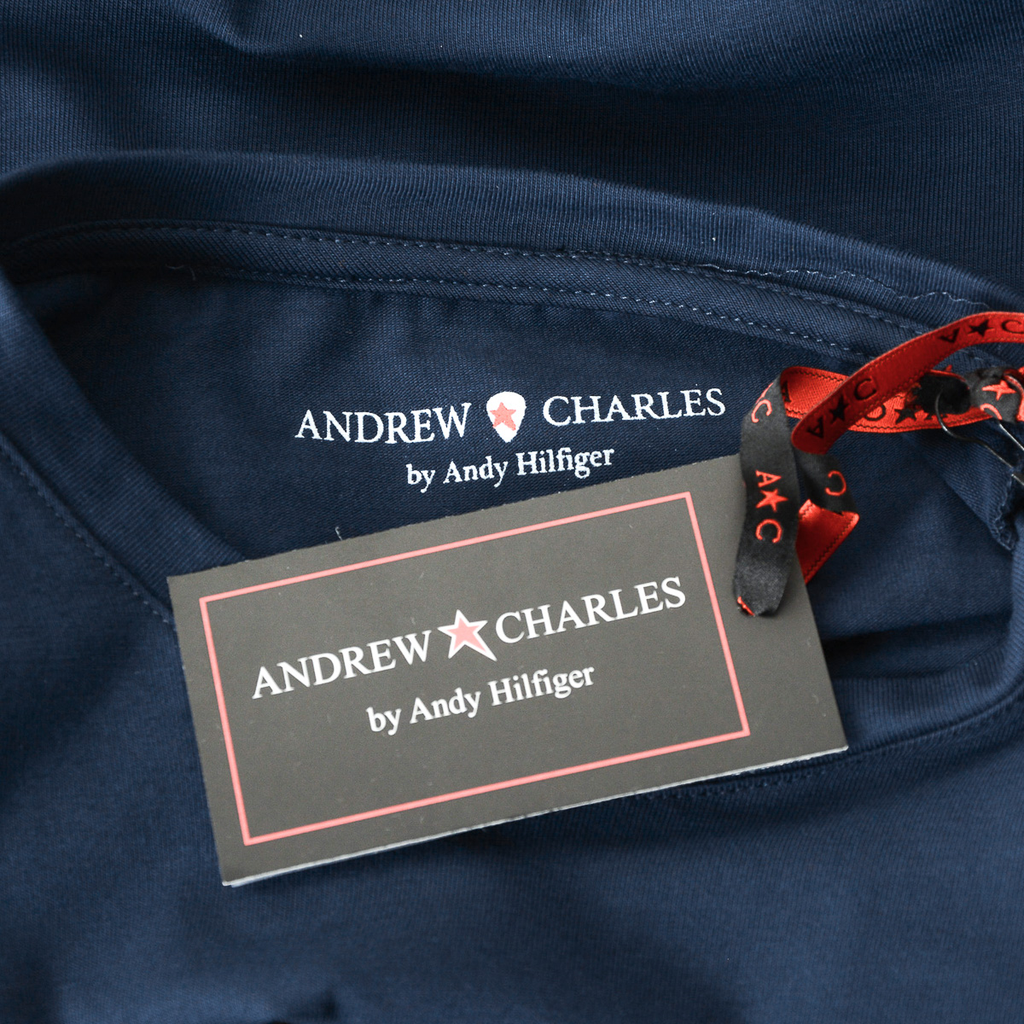 Andrew Charles Maglietta da uomo a maniche corte con scollo rotondo blu KEITA
