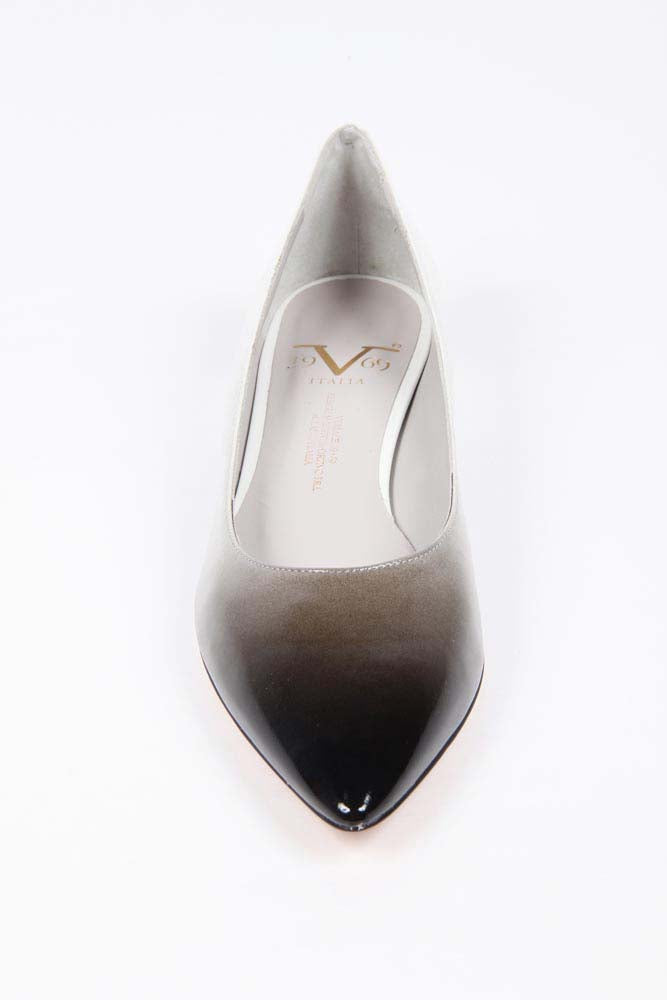 V 1969 Italia Ballerina con tacco da donna 5580 2946 PE DEGRANE VERNICE DEGRA NERO