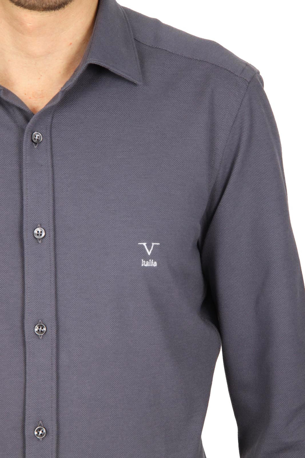 V 1969 Italia camicia da uomo a maniche lunghe Paris Piquet Grigio