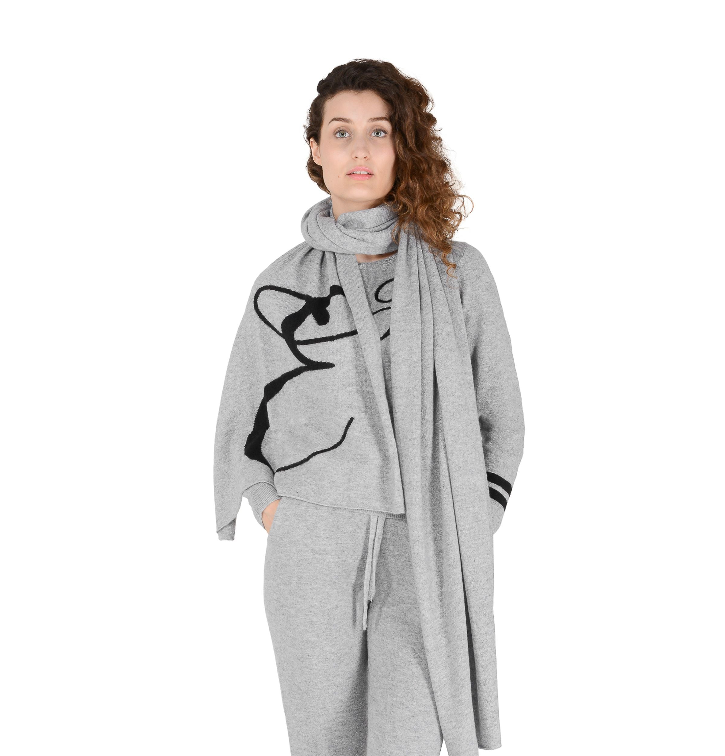 Sciarpa monogrammata Dee Ocleppo DEAN VILLAGE GREY E
