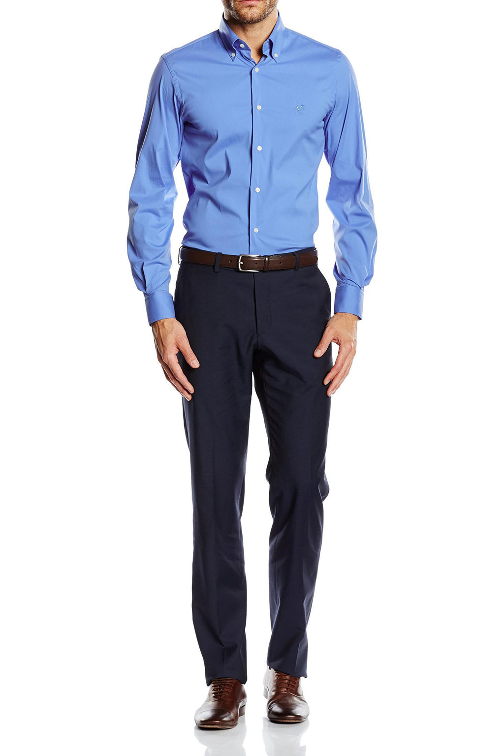 Camicia da uomo slim fit con bottoni e collo alto V 1969 Italia SBD32