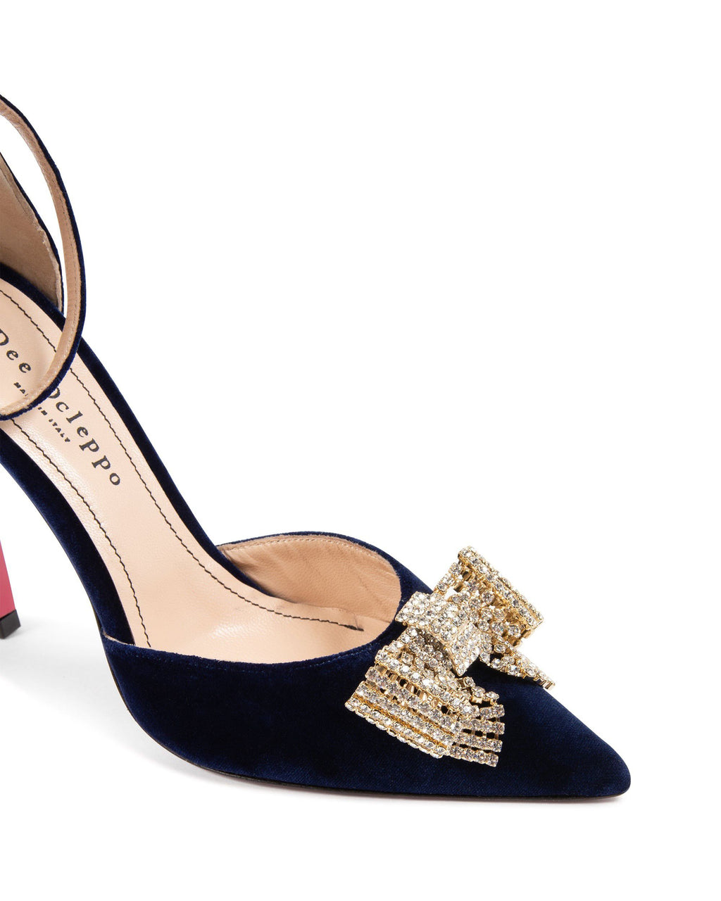 Décolleté con fiocco in velluto blu navy