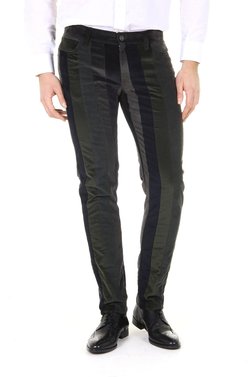 Pantaloni da uomo Dolce & Gabbana Stretch 16 Patchwork in velluto misto G4P4CX G9V40 S9000