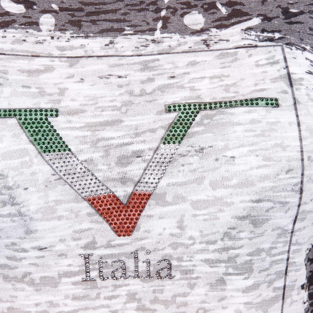 V 1969 Italia T-shirt da donna a maniche corte con scollo tondo nera AVA