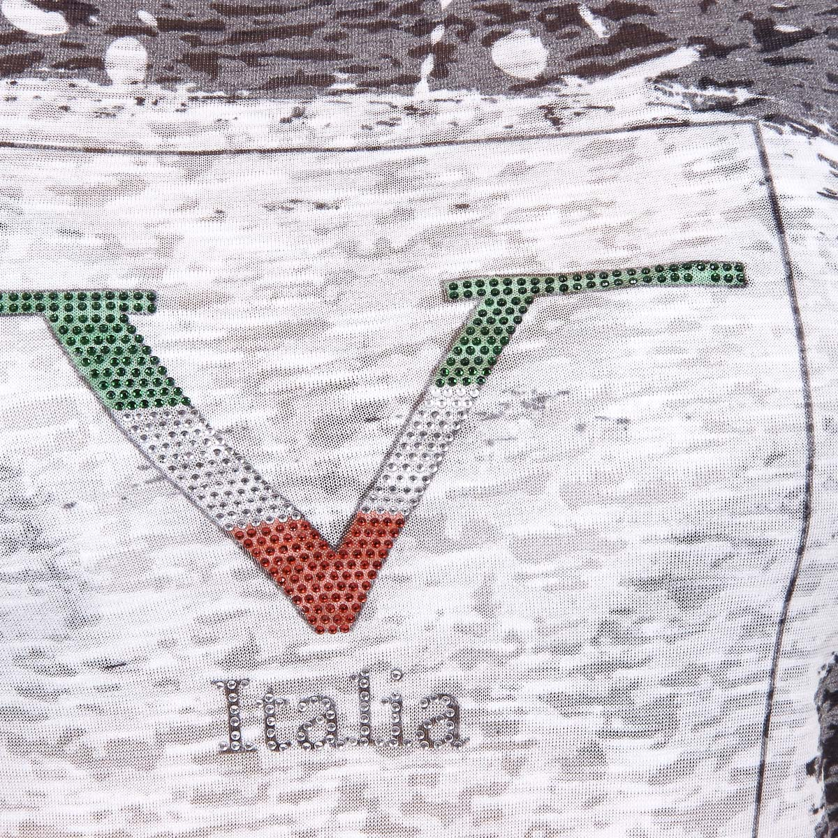 V 1969 Italia T-shirt da donna a maniche corte con scollo tondo nera AVA